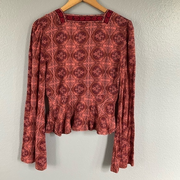 Free people Time of Your Life Top coral combo color size Small T81 - Picture 7 of 12